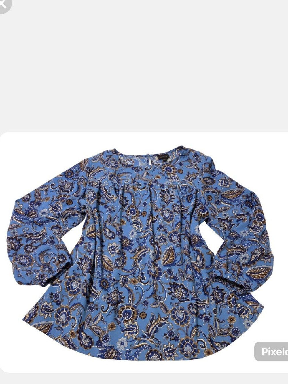 J Jill Blue Floral Blouse.